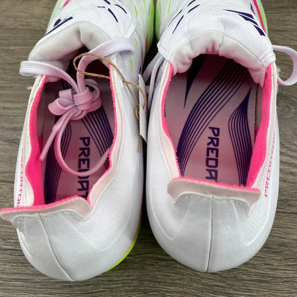 Adidas Predator League FT Soccer Cleats Mens 8 White Pink ID1320 Foldover Tongue